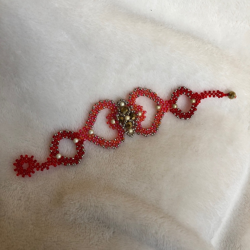 Handmade red beaded bracelet